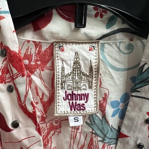 Johnny Was Kimono Studded Front Tie Hanns Print Cardigan Sz S Floral Boho - Picture 3 of 7